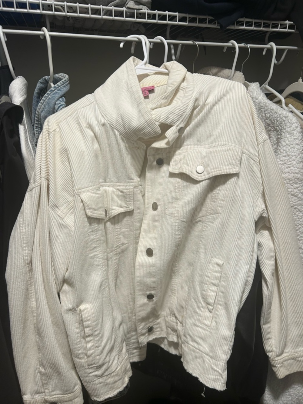 Francesca's Collections Off-White Corduroy Jean Jacket